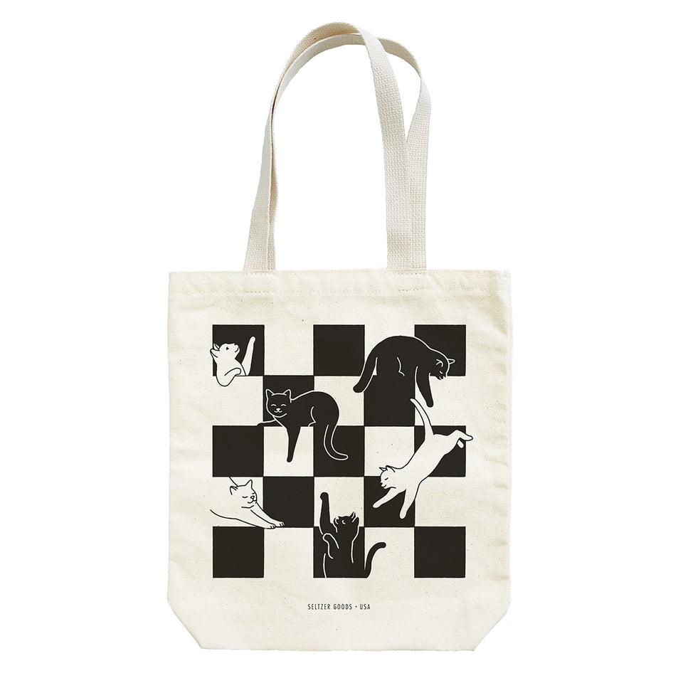 Checker Cats Canvas Tote Bag