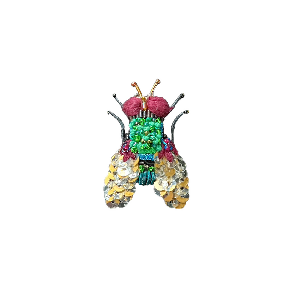 Hand Embroidered Beaded Garden Bug Pin