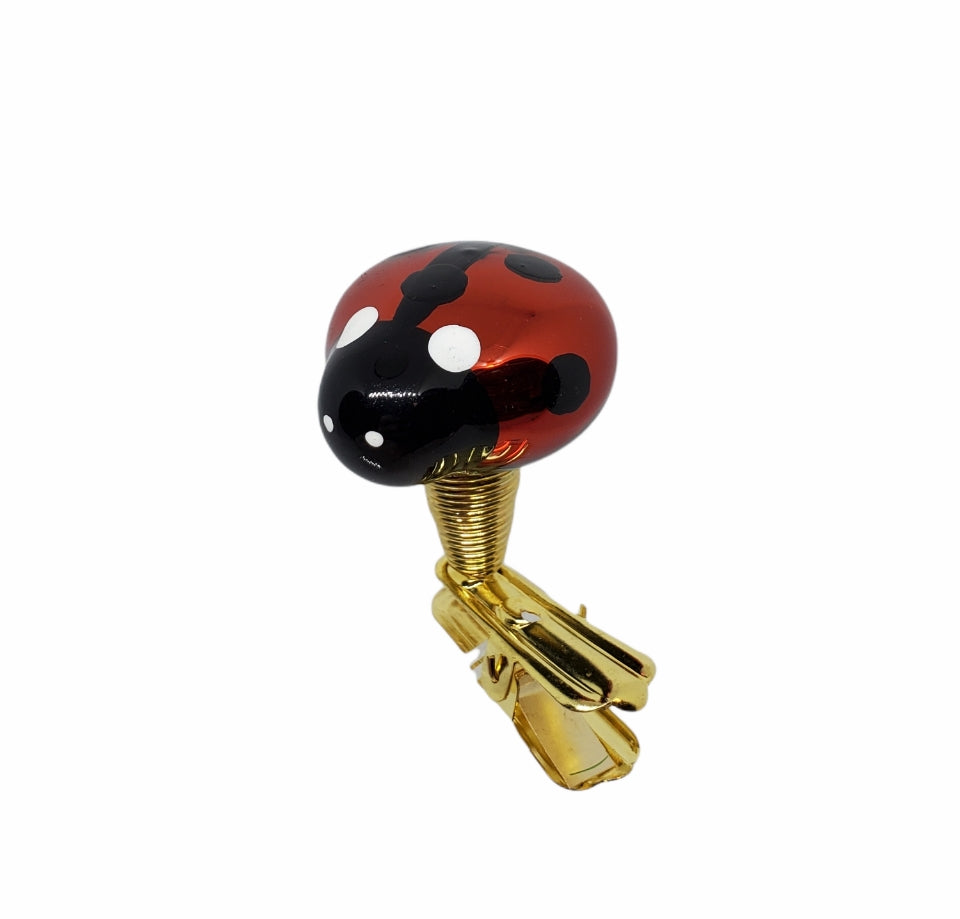 Miniature Ladybug Hand-Painted Blown Glass Ornament